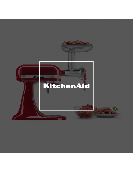 Batidora de vaso Kitchen Aid roja con jarra en forma de diamante.